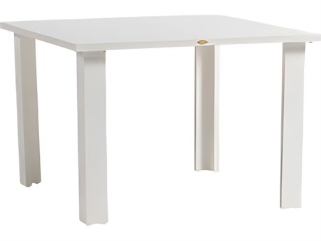 Ratana Limo Silver Talc White Aluminum Square Umbrella Hole Dining Table