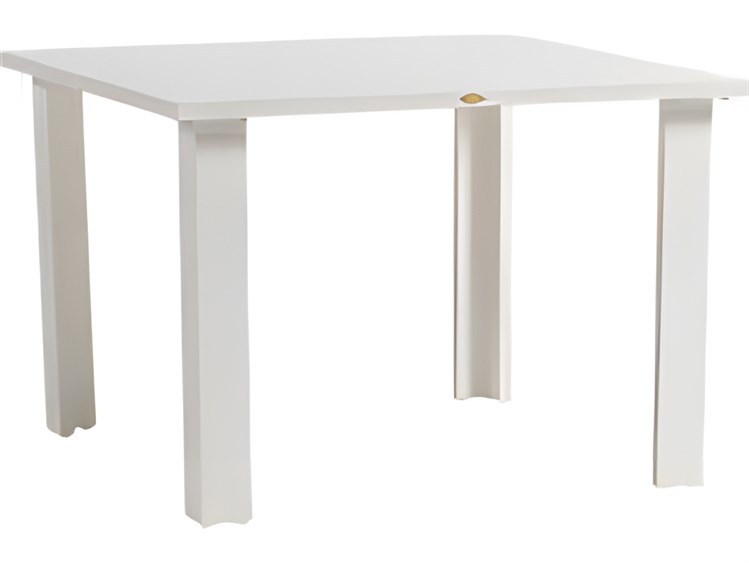 Ratana Limo Silver Talc White Aluminum Square Umbrella Hole Dining Table