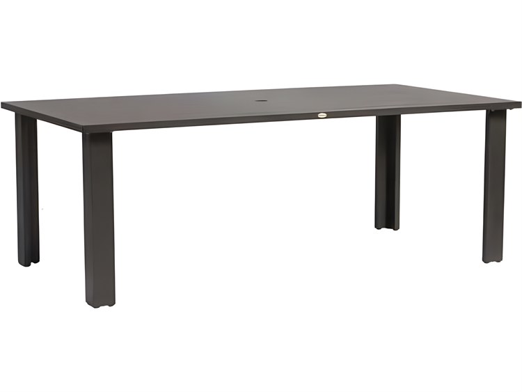 Ratana Limo Silver Ash Grey Aluminum Rectangular Umbrella Hole Dining Table