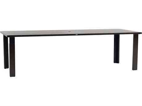 Ratana Limo Silver Ash Grey Aluminum Rectangular Umbrella Hole Dining Table