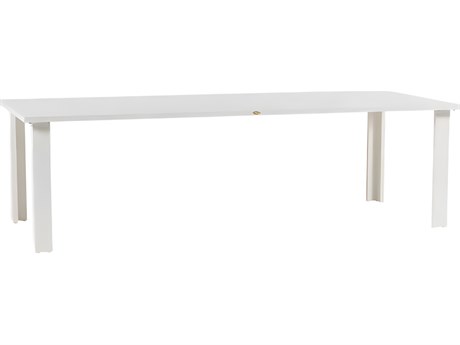 Ratana Limo Silver Talc White Aluminum Rectangular Umbrella Hole Dining Table