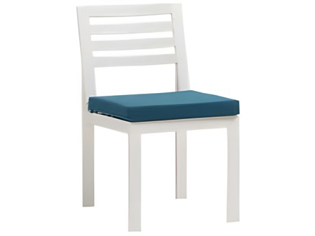 Ratana Elements Silver Talc White Aluminum Cushion Dining Chair