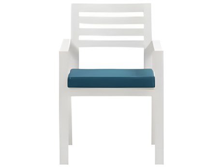 Ratana Elements Silver Talc White Aluminum Cushion Dining Chair