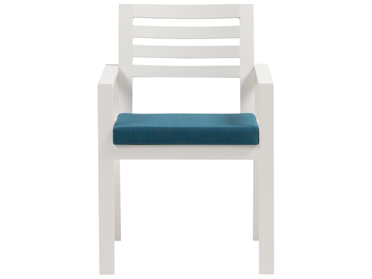 Ratana Elements Silver Talc White Aluminum Cushion Dining Chair