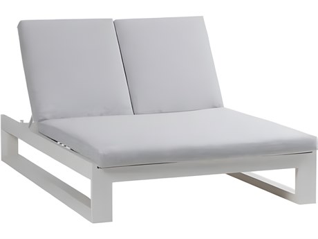 Ratana Elements Silver Talc White Aluminum Cushion Chaise Lounge