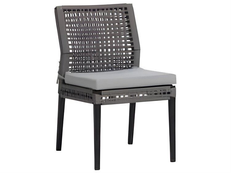 Ratana Genval Silver Black Aluminum Cushion Dining Chair