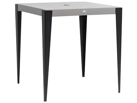 Ratana Genval Silver Black Base & Cement Top Aluminum Square Umbrella Hole Bar Table