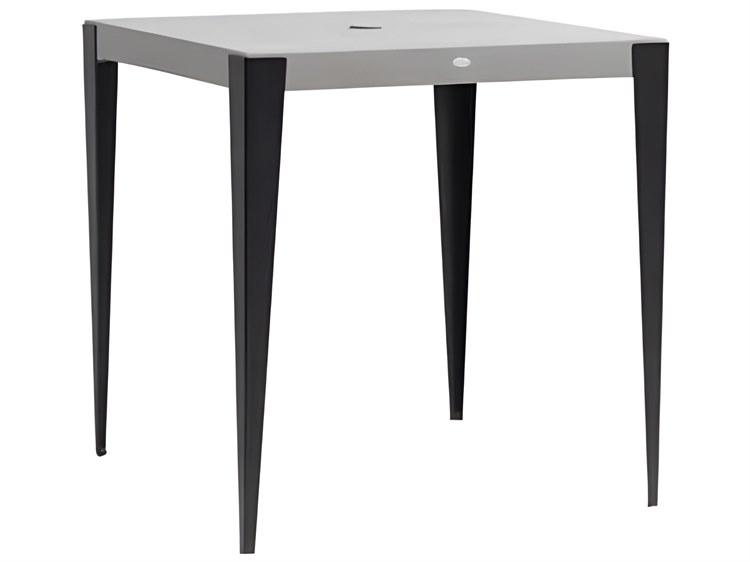 Ratana Genval Silver Black Base & Cement Top Aluminum Square Umbrella Hole Bar Table