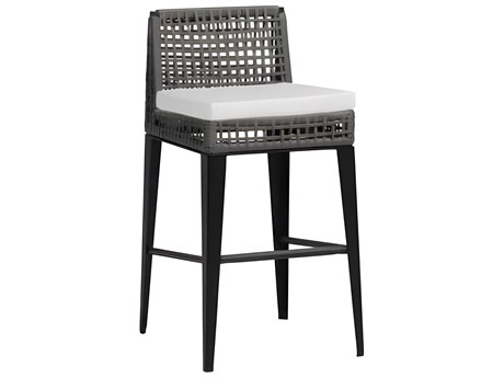 Ratana Genval Silver Black Aluminum Cushion Bar Stool
