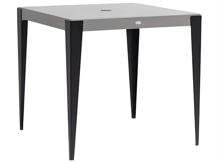 Ratana Genval Silver Black Base & Cement Top Aluminum Square Umbrella Hole Counter Table