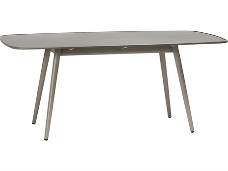 Ratana Alinea Silver Pearl Aluminum Rectangular Umbrella Hole Dining Table