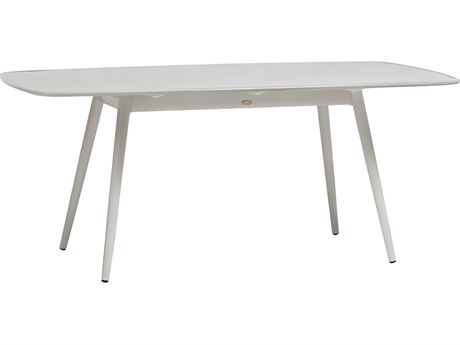 Ratana Alinea Silver Whitewash Aluminum Rectangular Umbrella Hole Dining Table