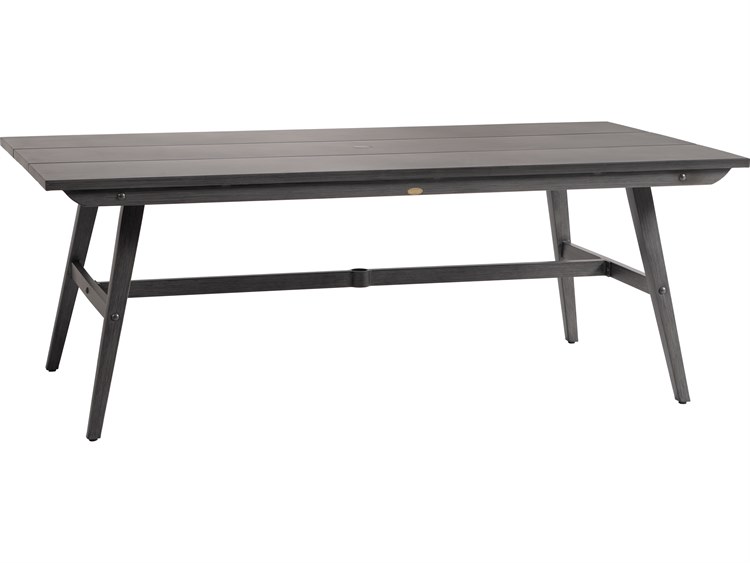 Ratana Canbria Tables Aluminum Rectangular Umbrella Hole Dining Table