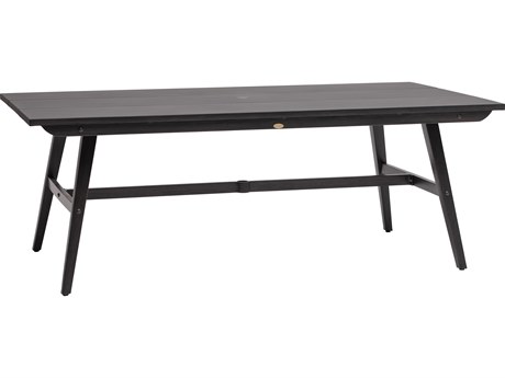 Ratana Canbria Tables Aluminum Rectangular Umbrella Hole Dining Table