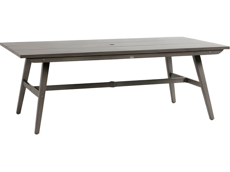 Ratana Canbria Silver Seashell Aluminum Rectangular Umbrella Hole Dining Table