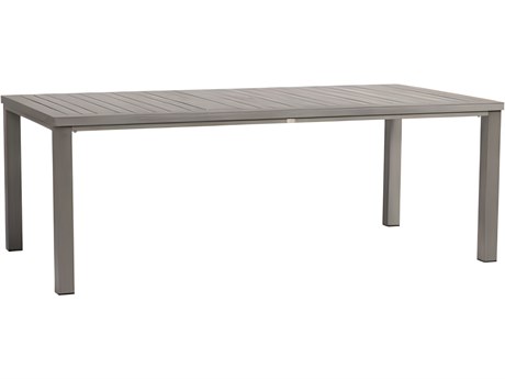 Ratana Canbria Silver Seashell Aluminum Rectangular Umbrella Hole Dining Table