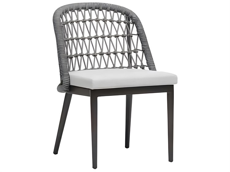 Ratana Poinciana Silver Ash Grey Aluminum Cushion Dining Chair