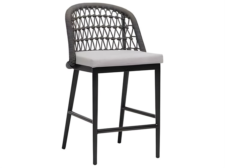 Ratana Poinciana Silver Ash Grey Aluminum Cushion Counter Stool