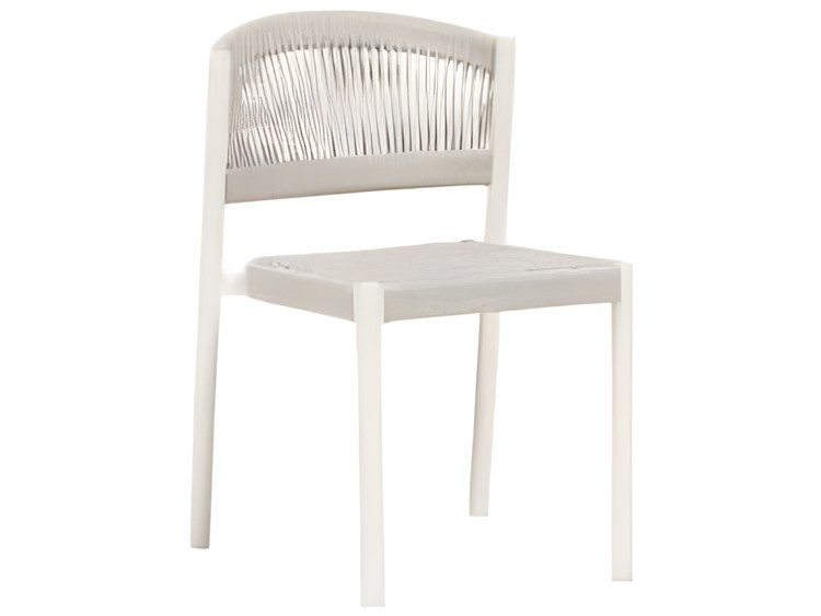 Ratana Naples Silver White Aluminum Strap Dining Chair