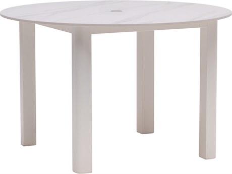 Ratana Hampshire Tables Aluminum Round Umbrella Hole Dining Table