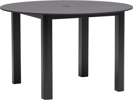 Ratana Hampshire Tables Aluminum Round Umbrella Hole Dining Table