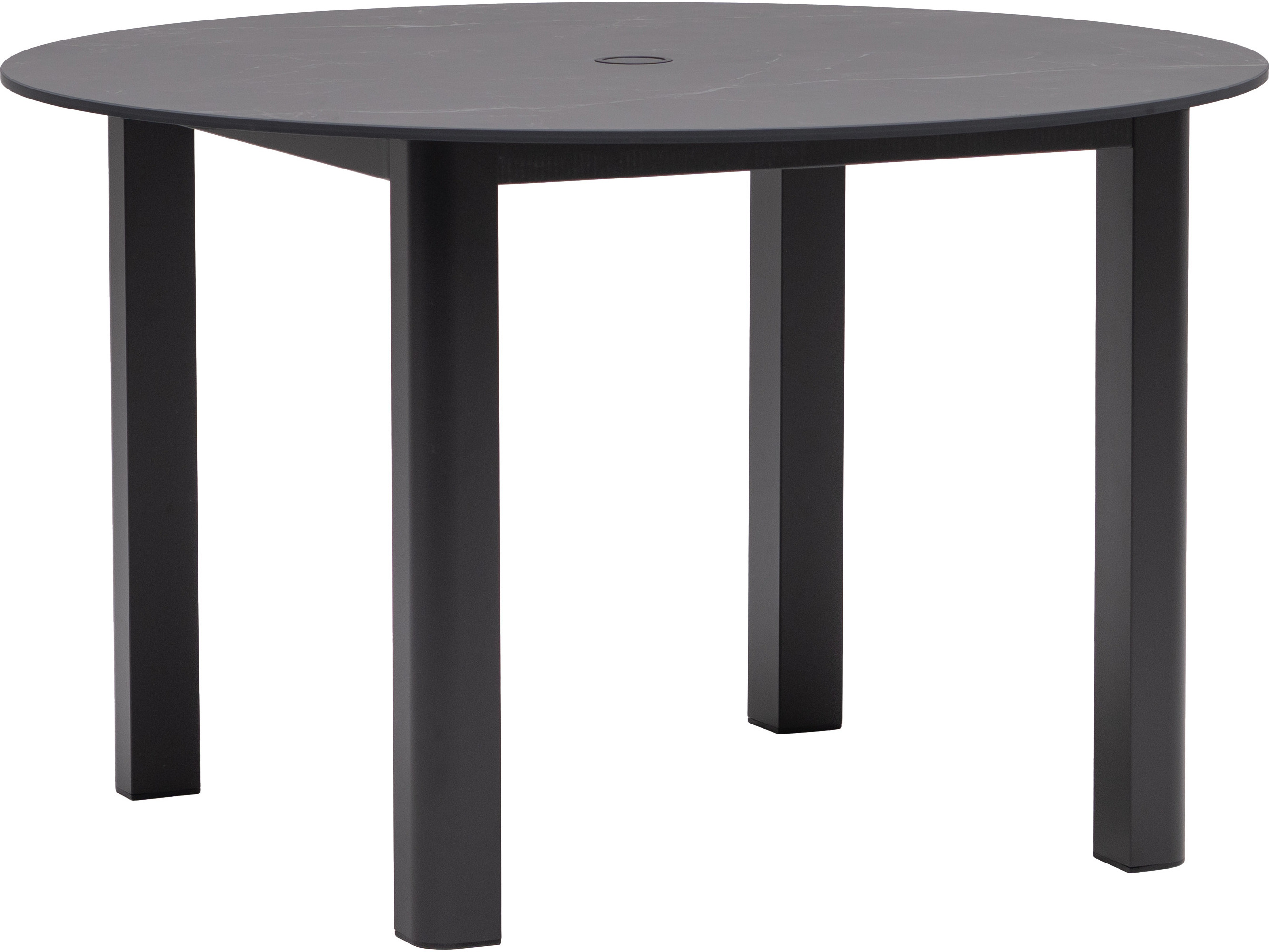 Ratana Hampshire Tables Aluminum Round Umbrella Hole Dining Table