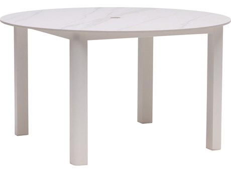 Ratana Hampshire Tables Aluminum Round Umbrella Hole Dining Table
