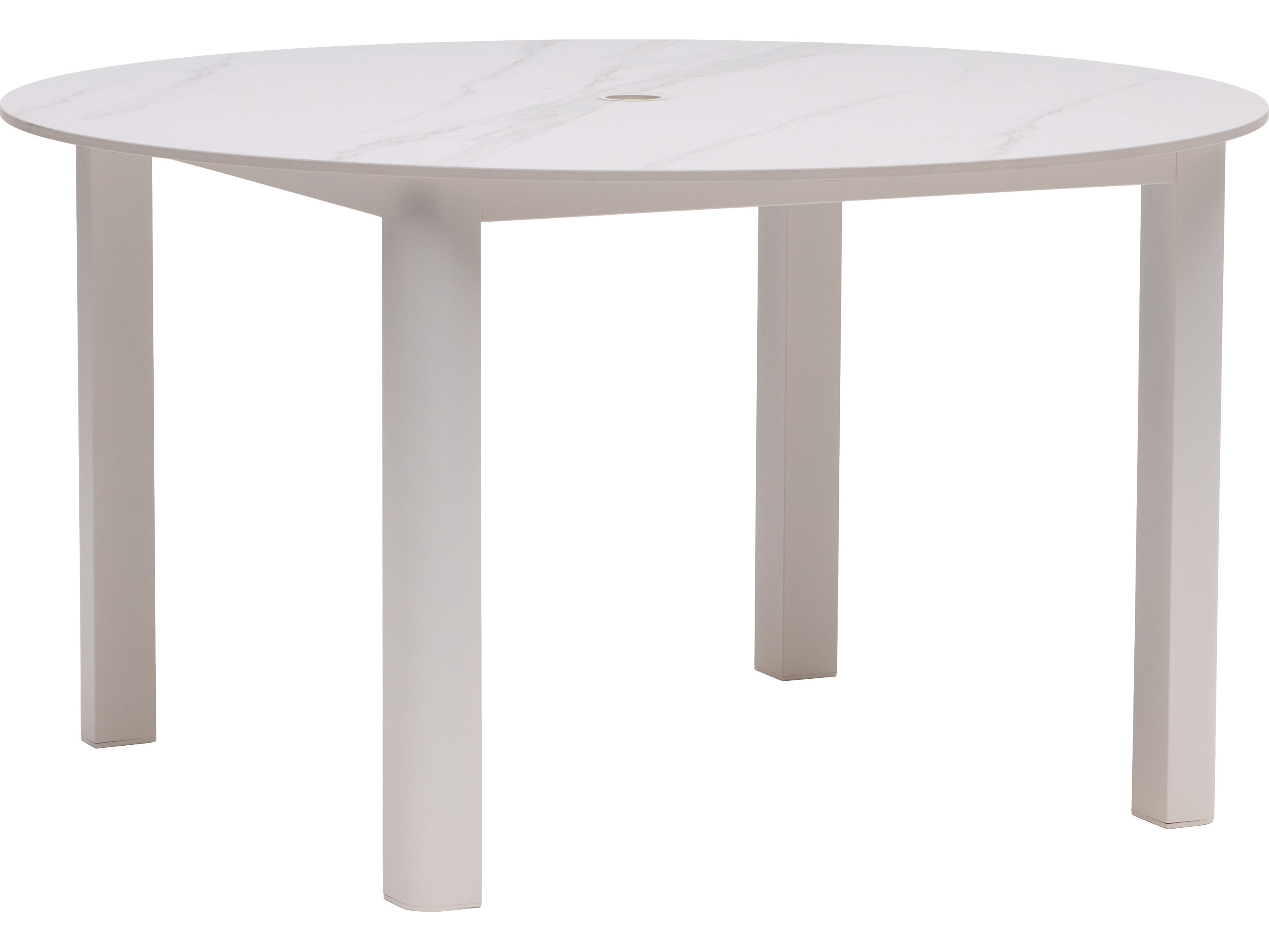 Ratana Hampshire Tables Aluminum Round Umbrella Hole Dining Table