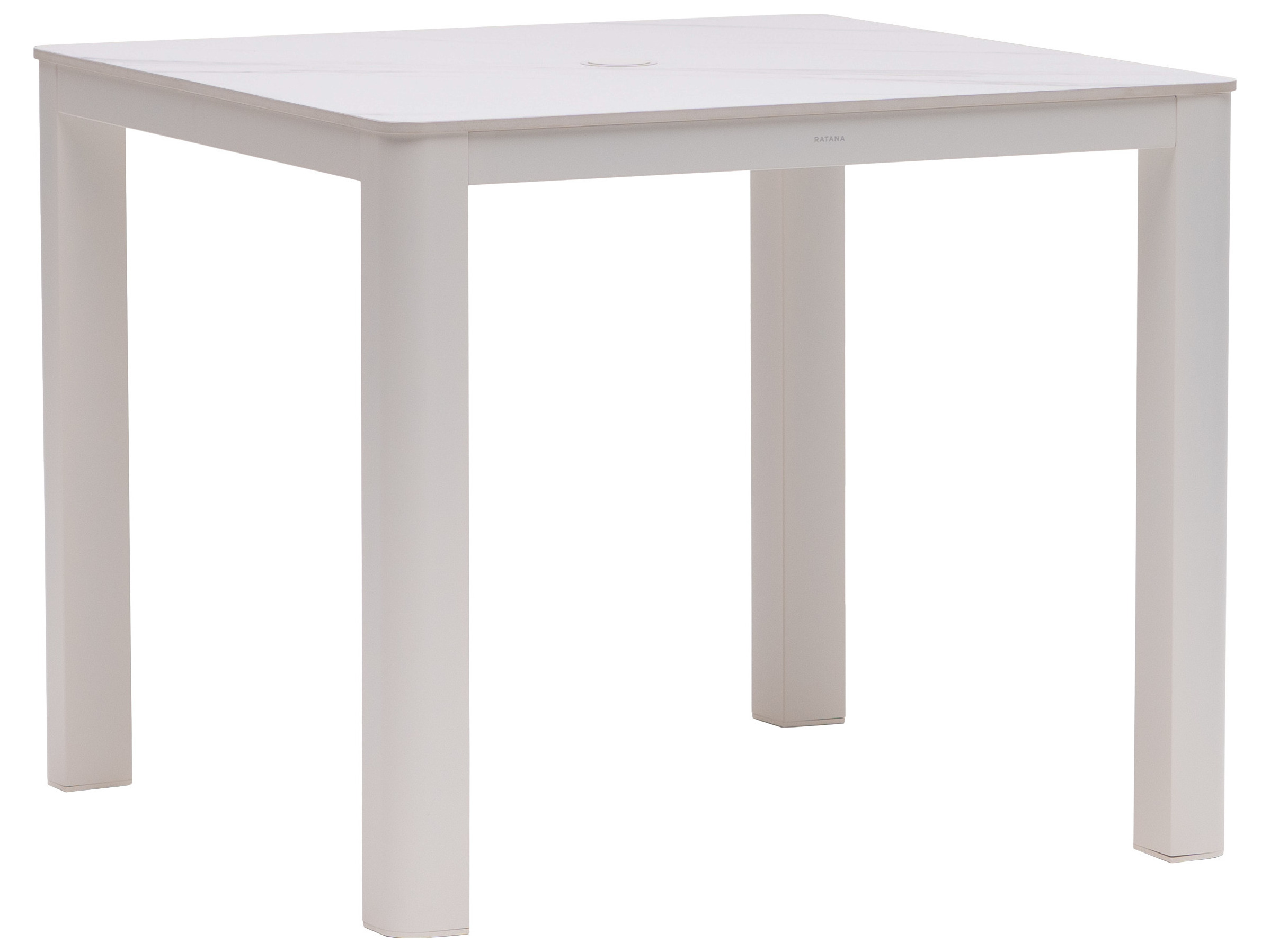 Ratana Hampshire Tables Aluminum Square Umbrella Hole Dining Table