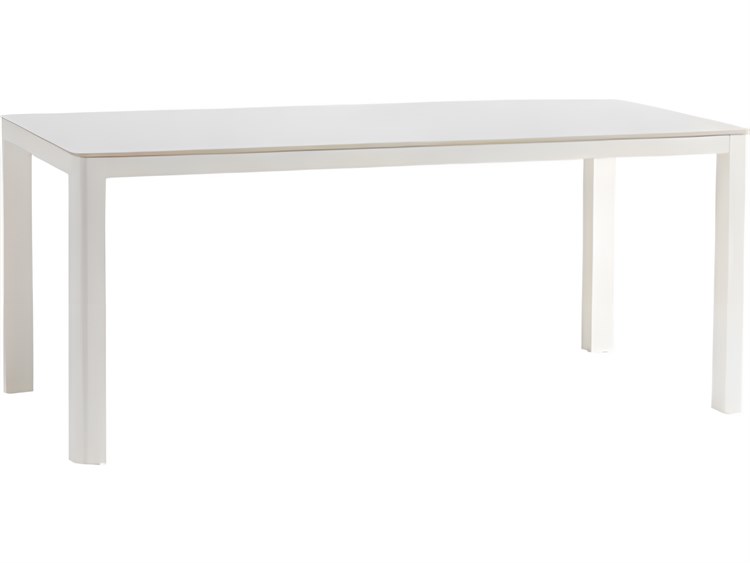 Ratana Hampshire Silver White Base & Glacier White Top  Aluminum Rectangular Umbrella Hole Dining Table