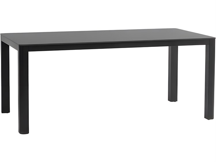 Ratana Hampshire Silver Diva Night Base & Pietra Grey Top Aluminum Rectangular Umbrella Hole Dining Table