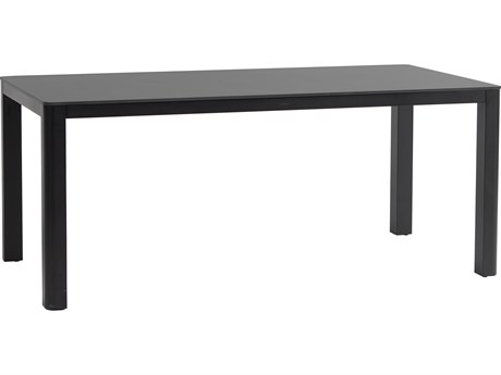 Ratana Hampshire Tables Aluminum Rectangular Umbrella Hole Dining Table