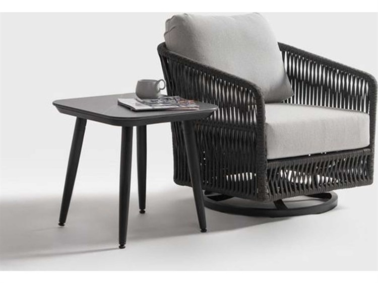 Ratana Noma Silver Diva Night Base & Pietra Grey Top Aluminum Square End Table