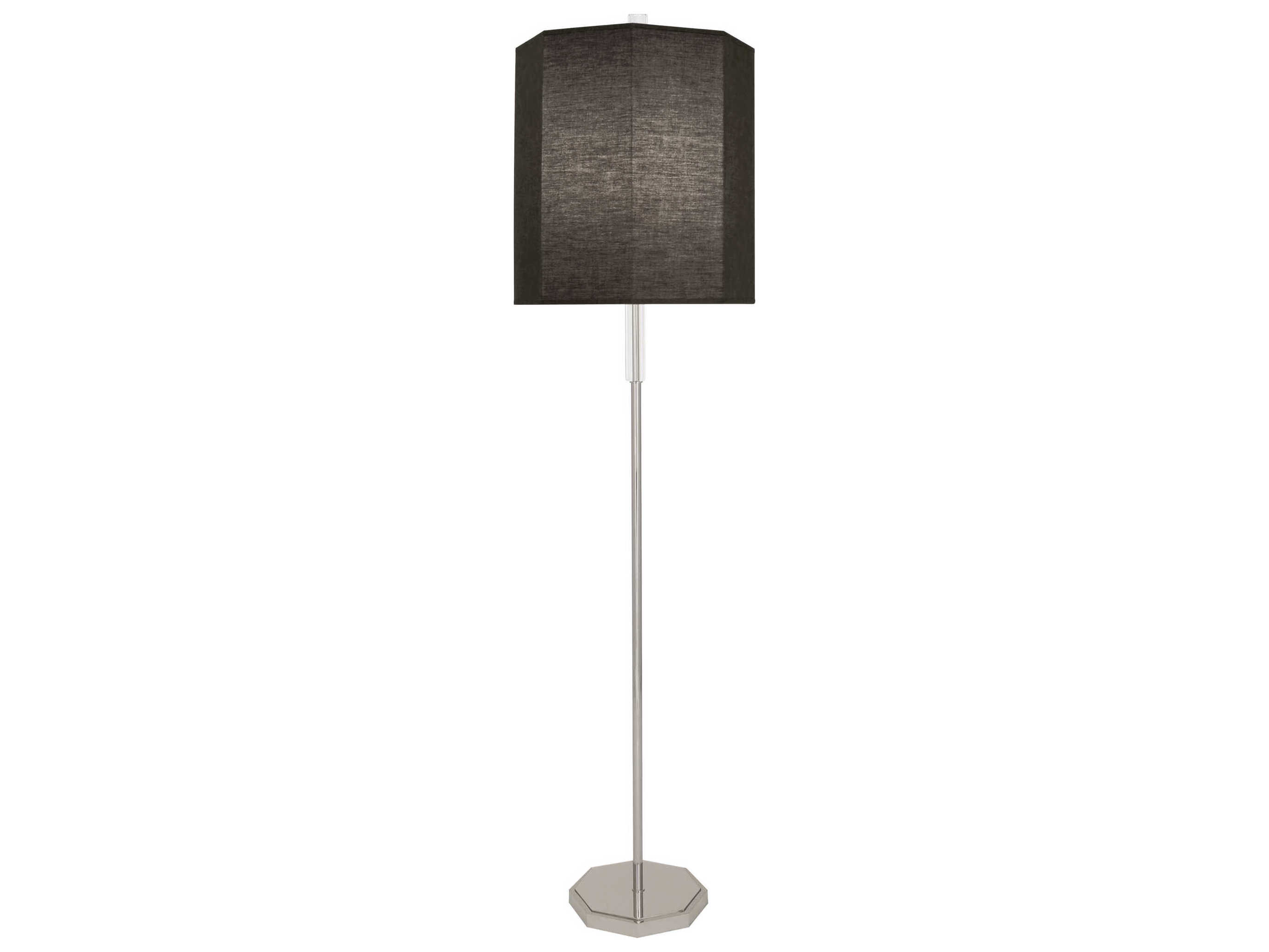 Kate Polished Nickel Clear Crystal Black Floor Lamp