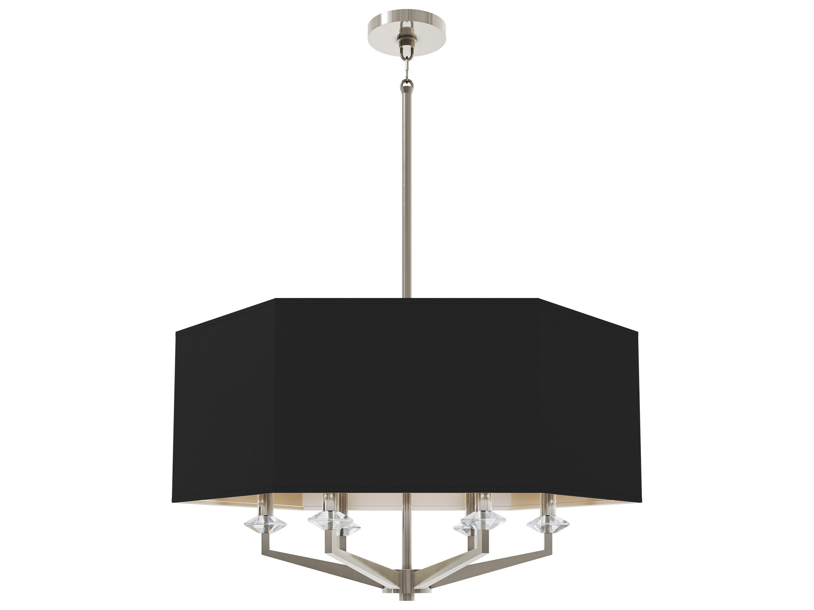 Jacqueline 6-Light Polished Nickel Clear Crystal Accents Black Pendant