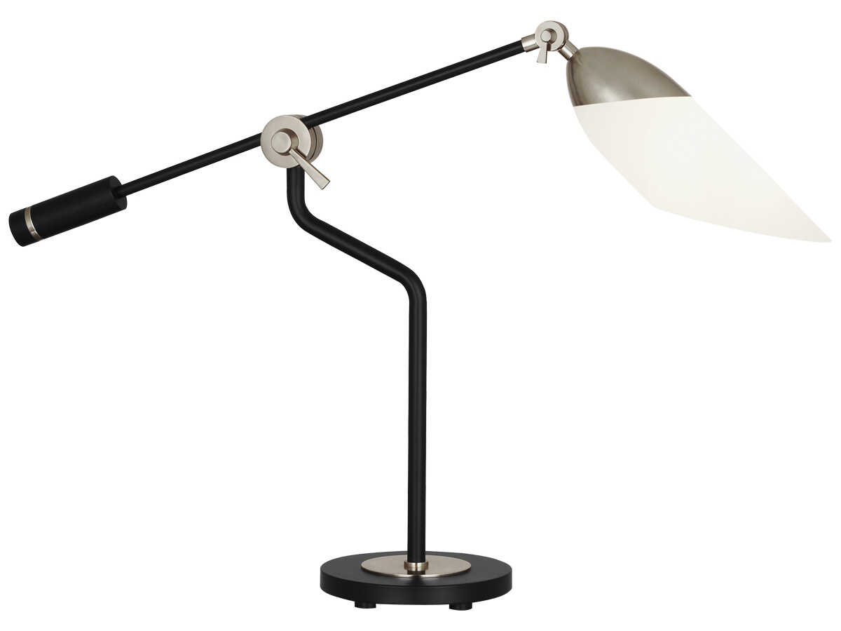 Ferdinand Matte Black Painted Polished Nickel Desk Lamp