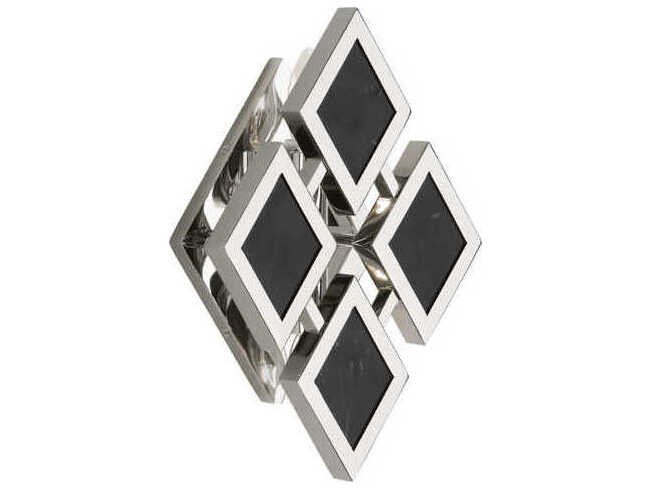 Edward 2-Light Polished Nickel Black Marble Wall Sconce