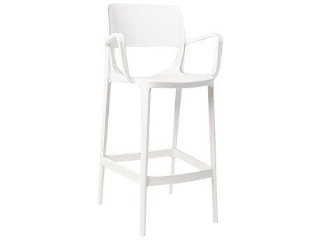 Rainbow Outdoor Bella Resin White Stackable Barstool Set of 2