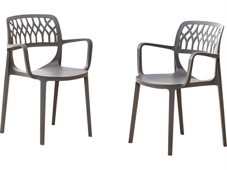 Rainbow Outdoor Elsa Resin Cappuccino Stackable Dining Arm Chair Set of 2