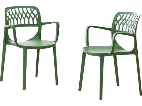 Rainbow Outdoor Elsa Resin Green Stackable Dining Arm Chair Set of 2