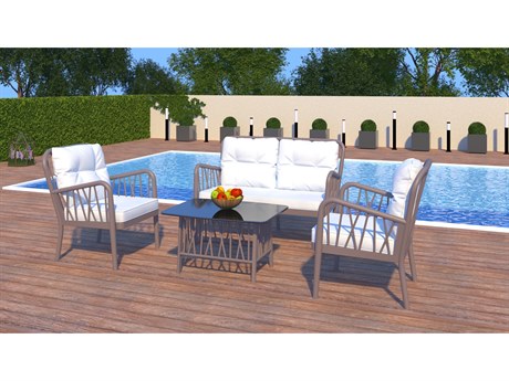 Rainbow Outdoor Gala Cappuccino 4 Piece Lounge Set with Cushion