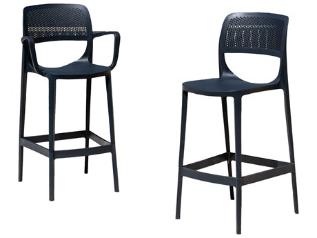 Rainbow Outdoor Elsa Resin Anthracite Stackable Barstool Set of 2