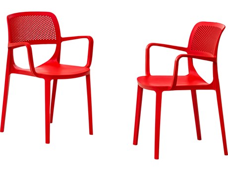 Rainbow Outdoor Mila Resin Red Stackable Dining Arm Chair Set of 2
