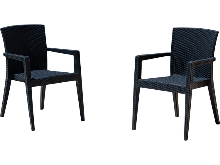 Rainbow Outdoor Montana Resin Wicker Anthracite Stackable Dining Arm Chair Set of 2