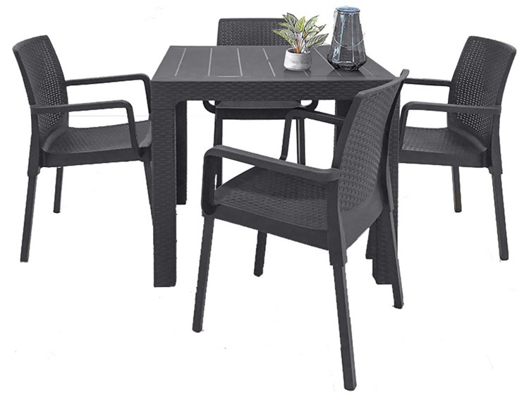 Rainbow Outdoor Napoli Resin Wicker Anthracite 5 Piece Dining Set