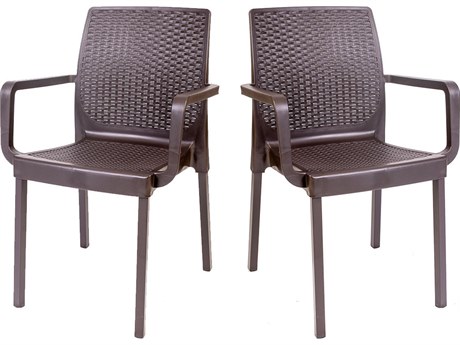 Rainbow Outdoor Napoli Wicker Resin Wicker Brown Stackable Dining Arm Chair Set of 2