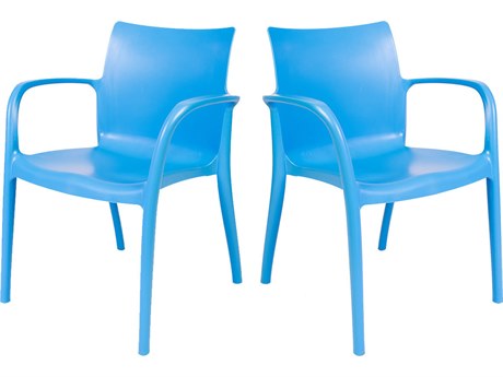 Rainbow Outdoor Pedro Resin Blue Stackable Dining Arm Chair Set of 2