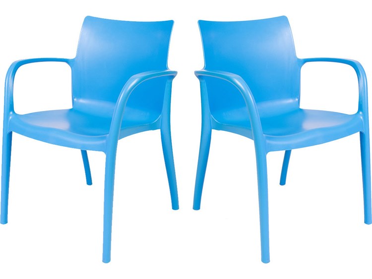 Rainbow Outdoor Pedro Resin Blue Stackable Dining Arm Chair Set of 2