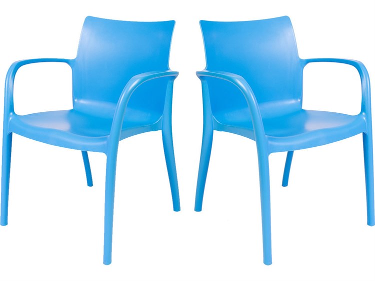 Rainbow Outdoor Pedro Resin Blue Stackable Dining Arm Chair Set of 2