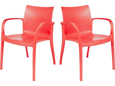 Rainbow Outdoor Pedro Resin Red Stackable Dining Arm Chair Set of 2